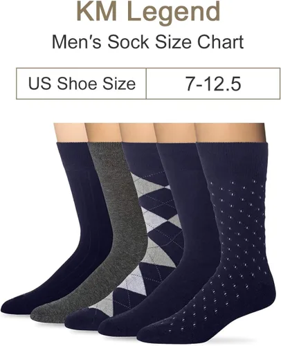 Vista 7 de KM Legend mens Dress Socks Classic Fine Lightweight for Formal and Casual Wear (5 Pair Pack)