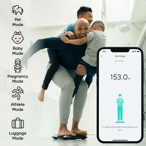 Vista 6 de Wyze Smart Scale X - Báscula digital de baño para peso corporal, IMC, grasa corporal, masa muscular, monitor de frecuencia cardíaca, sincronización
