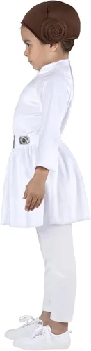 Vista 8 de Star Wars - Disfraz de princesa Leia para niñas, vestido de tela y cinturón con tocado de tela