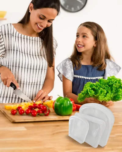 Vista 7 de Paquete de 6 bolsas de almacenamiento de alimentos de silicona