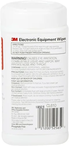 Vista 7 de 3M Toallitas de limpieza para equipos electrónicos, 1 capa, 5.5 x 6.75, sin perfume, blanco, 80bote
