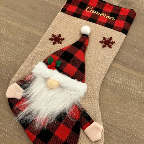 Vista 4 de Printualist Medias de Navidad Personalizadas (18 pulgadas) - Nombre Bordado Personalizado Rojo Verde Marfil Santa Ciervo Árbol Mascota Gato Perro