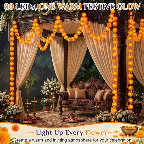 Vista 5 de Retisee Guirnalda de luces de caléndula de 5 pies, 10 LED, 1 paquete Flor y mariposa
