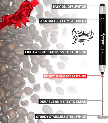Vista 3 de Nestpark Mezclador de bebidas portátil pequeño Batidora eléctrica de mano - Licuadora de café Keto inalámbrica y funciona con pilas a prueba de balas