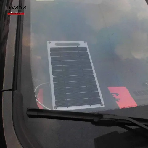 Vista 5 de Lixada Cargador de panel solar Puerto USB portátil de alta potencia en forma de papel monocristalino de silicona para teléfono celular Camping