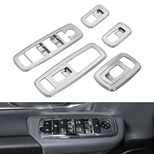 Vista 20 de Voodonala Interruptor de elevación de ventana, botón de control de elevalunas eléctrico, embellecedor para Dodge Charger Durango 2011-2025, para RAM