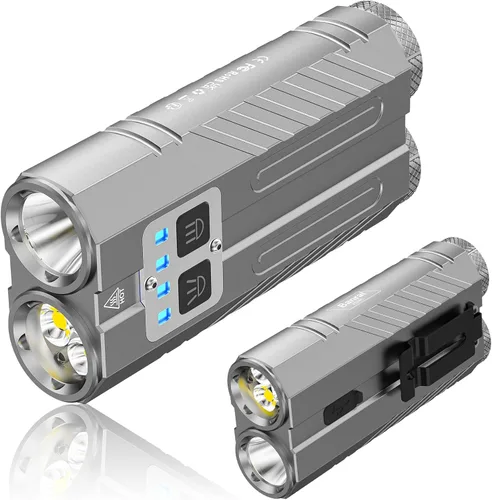 Vista 11 de Banral Potente linterna pequeña recargable, 3100 lúmenes altos, linternas tácticas planas, luz de flash de bolsillo compacto para automóvil