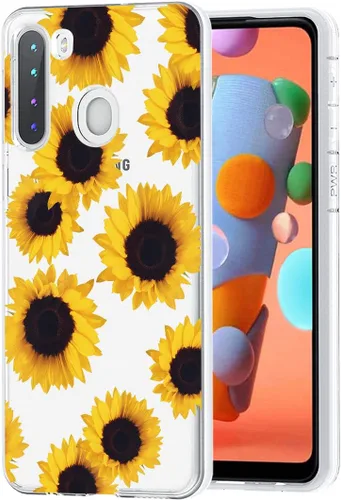 Vista 5 de Funda para Galaxy A21, Samsung A21 para niñas y mujeres, a prueba de golpes, transparente, suave, flexible, TPU delgada, funda protectora