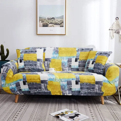 Vista 14 de IMYOGI Funda de sofá de alta elasticidad estampada, funda de elastano elástica para sofá de esquina, lavable para 3 cojines, protector de muebles