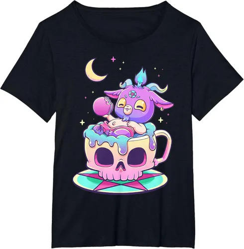 Vista 75 de Kawaii Pastel Goth Cute espeluznante Pentáculo Baphomet - Camiseta de cabra, Negro