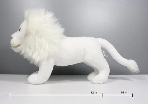 Vista 4 de Juguete de peluche realista de león blanco oso de rey hielo, 12 pulgadas de longitud
