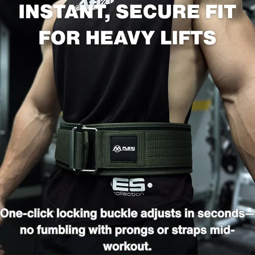 Vista 7 de Cinturón de levantamiento de pesas Quick Lock, soporte de espalda ajustable con hebilla de metal, ideal para levantamiento de pesas, entrenamiento