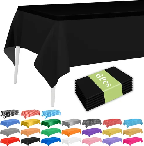 Vista 10 de PLULON 6 Pzas Manteles de Colores Arcoíris de Plástico Desechables Cubierta de Mesa para Mesas Rectangulares 54 x 108 Pulgadas Mantel Impermeable