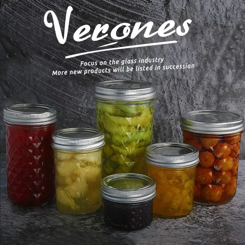 Vista 7 de VERONES Tarros Mason de 12 onzas, tarros de gelatina con tapas regulares, ideales para mermelada, miel, recuerdos de boda, regalos de ducha, paquete