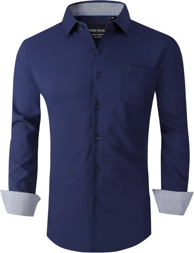 Vista 33 de Alex Vando - Camisa para hombre de manga larga con ajuste regular 06 negro