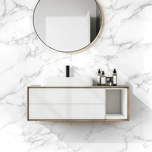 Vista 4 de Vinjiasin Papel tapiz adhesivo de mármol brillante para despegar y pegar, autoadhesivo, impermeable, para encimera, película decorativa extraíble