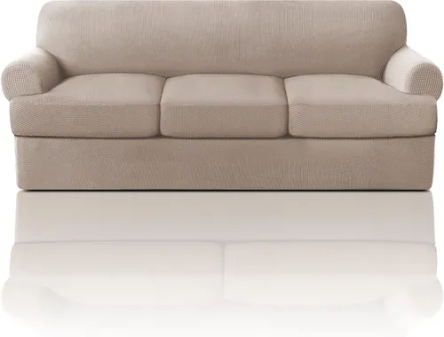 Vista 9 de PrinceDeco Fundas elásticas para sillón de 2 piezas, fundas de sofá para sillas con cojines en forma de T, fundas suaves para muebles con 1 funda