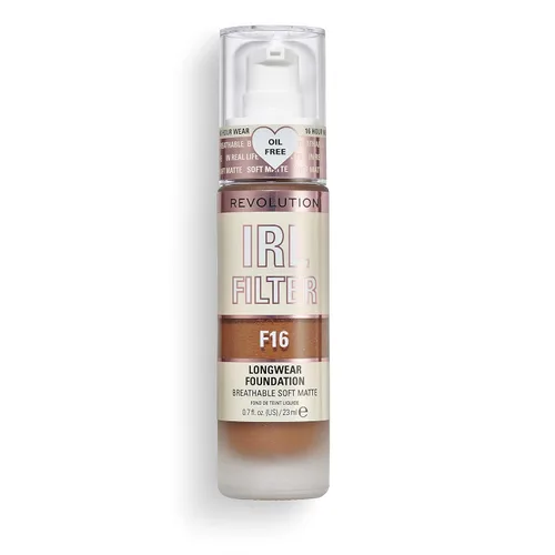 Vista 16 de Revolution IRL Filter Longwear Foundation, F7 Fórmula suave y transpirable, cobertura media a completa, acabado mate, vegano y libre de crueldad