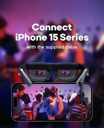Vista 6 de Gafas AR, gafas inteligentes con teatro virtual OLED de 201 pulgadas, 1080P, película 3D, 50° FOV, brillo de 400 nits, transmisión de soporte, juego
