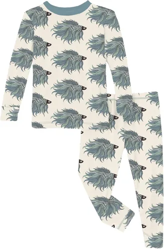 Vista 119 de KicKee Pants Conjunto de pijama de manga larga con estampado de piezas