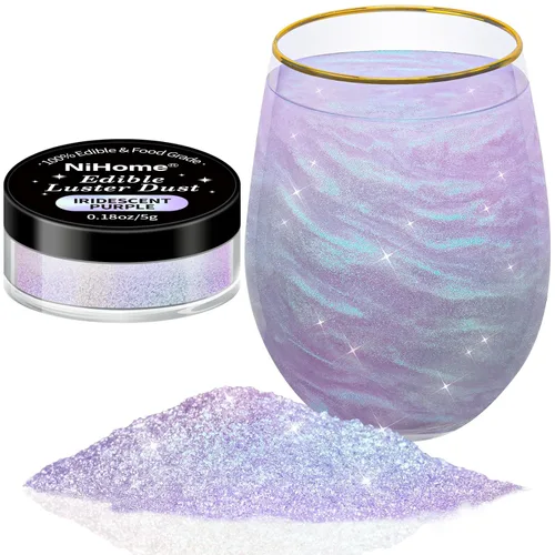Vista 11 de NiHome - Polvo de lustre comestible y purpurina brillante, esparcidores metálicos de lujo, 4 botellas de 0.18 oz/5 g para decorar bebidas y pasteles