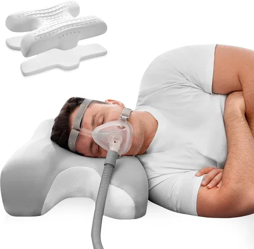 Vista 11 de Almohada para la apnea del sueño para usuarios de Cpap, almohadas ergonómicas ajustables de espuma viscoelástica para dormir de lado y espalda