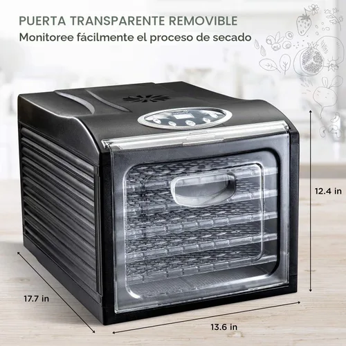 Vista 6 de Deshidratador eléctrico de alimentos de mesada, cecina de vaca, Negro