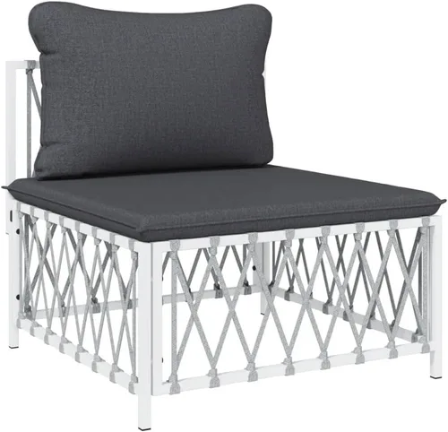 Vista 5 de 3-Piece Patio Lounge Set with Cushions White Steel Outdoor Furniture for Garden Balcony Porch