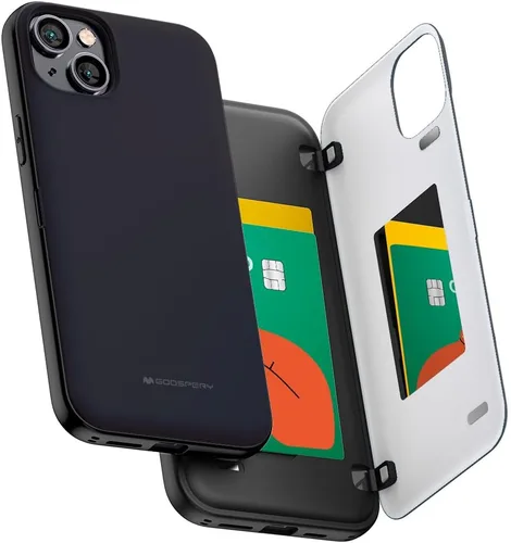 Vista 43 de GOOSPERY Parachoques magnético para puerta compatible con iPhone 15, funda con tarjetero, cartera con cierre magnético automático, protector de Azul