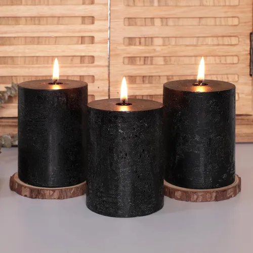 Vista 29 de Velas aromáticas de pilar FLAVCHARM de larga duración, sin goteo, rojas, 3x4 pulgadas