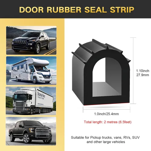 Vista 4 de Sello de goma para puerta en forma de D, burlete para puertas de camiones y cámper, tira de sello de goma autoadhesiva EPDM de 1 pulgada