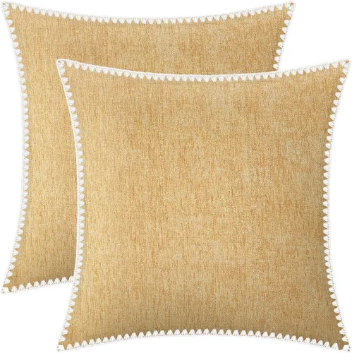 Vista 46 de BRAWARM Fundas de almohada 40x40 cm - Paquete de 2 fundas de almohada de chenilla negra, fundas de almohada de chenilla suave teñida sólida