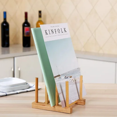 Vista 4 de Kunovo Estantería de Platos de Bambú, Organizador de Tapas de Olla/Platos/Tablas de Cortar para Gabinetes de Cocina, Soporte de Secado de Botellas 3G