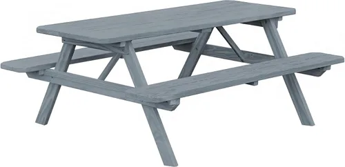 Vista 26 de Amish-Made - Mesa de picnic rectangular de pino para exteriores de 44 pulgadas con bancos adjuntos, color negro Negro (Black Paint)