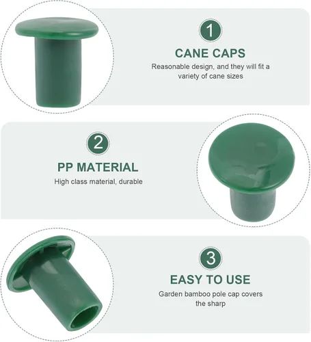 Vista 3 de Happyyami 36 tapas de caña de jardín, protectores de plástico flexibles para varillas de soporte de plantas, previenen lesiones y daños, 1.18 x 1.18