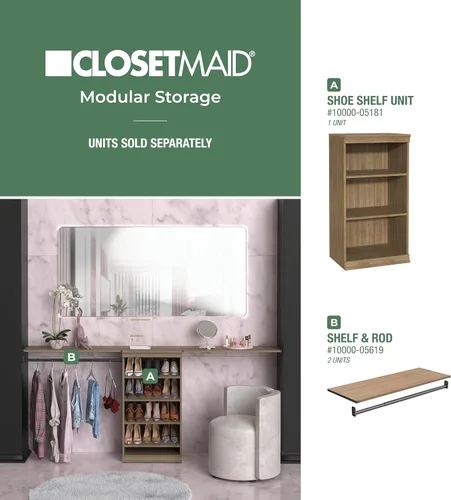 Vista 10 de ClosetMaid - Unidad de almacenamiento modular apilable de 3 estantes, color arena