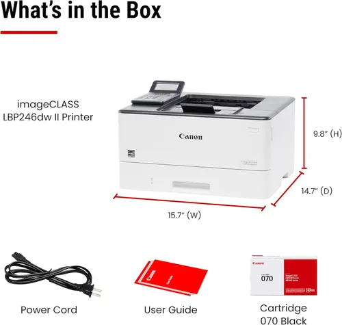 Vista 8 de Canon imageCLASS LBP246dw II - Dúplex monocromático, impresora láser inalámbrica, función única, con garantía limitada de 1 año, 42 PPM