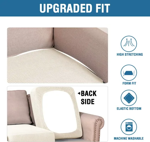 Vista 43 de H.VERSAILTEX Fundas de Cojín de Asiento Individuales Super Elásticas Fundas de Sofá Fundas de Cojín de Sofá Fundas Deslizables Juegos Tela de Sarga