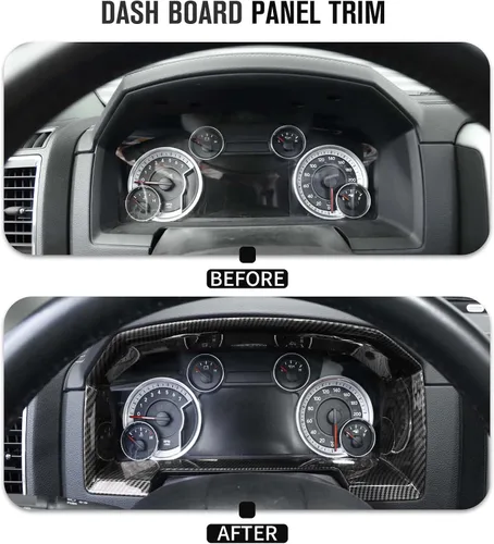 Vista 7 de Jimen Compatible con Dodge Ram 2010-2017, panel de instrumentos de consola central superposición cubierta de tablero (fibra de carbono)