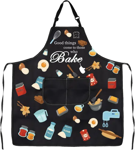 Vista 5 de CMNIM Delantales divertidos para mujeres y hombres, regalos para hornear para panaderos, delantal de cocina con bolsillo, regalos para amantes