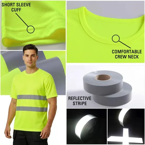 Vista 5 de Camisetas reflectantes de seguridad de alta visibilidad personalizan su logotipo