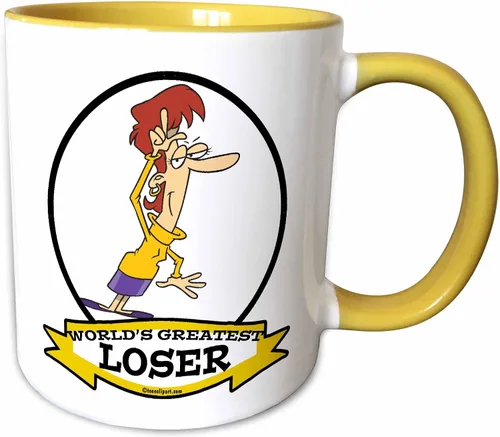Vista 9 de 3dRose Taza de café, tamaño – 15 oz – Funny Worlds Greatest Loser Lady Cartoon Worlds Greatest Cartoons – divertido regalo de taza de café