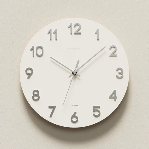 Vista 15 de mooas - Reloj de pared moderno con números 3D de 12 pulgadas, funciona con pilas, analógico (crema)
