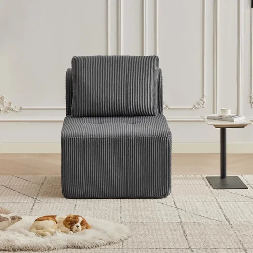 Vista 45 de Sofá modular modular con otomana móvil, sofá de asiento profundo con almohadas, cómodo sofá modular de nube para sala de estar, dormitorio y Blanco