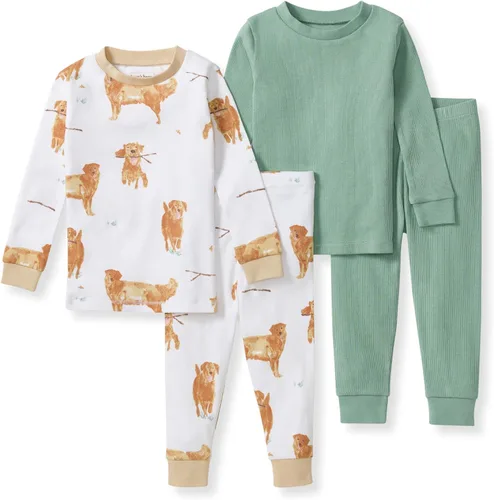 Vista 18 de Burt's Bees Baby Pijama de algodón orgánico para niños, conjunto de pijama Paquete de 1 temporada de Apple