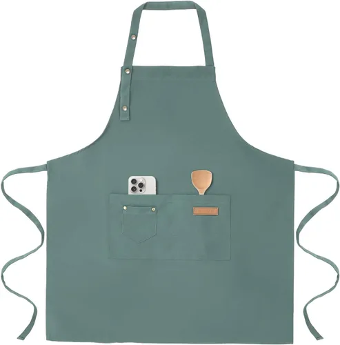 Vista 11 de Tosewever Delantales de Arte para Mujeres Pintura Cerámica Horneado, Delantal de Cocina con Correas de Hebilla para Hombres con Bolsillos para Chef