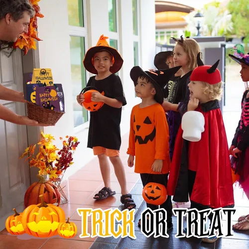 Vista 6 de M-sorflly Bolsas de regalo de Halloween grandes, 24 bolsas de regalo de Halloween, bolsas de papel, dulce o truco para niños y 24 bolsas de regalo