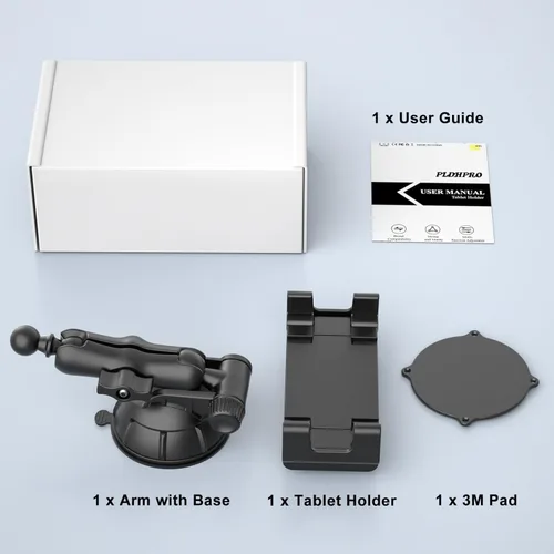 Vista 7 de PLDHPRO Soporte universal para tablet para salpicadero y parabrisas de automóvil, soporte universal para iPad con ventosa para teléfonos y tabletas