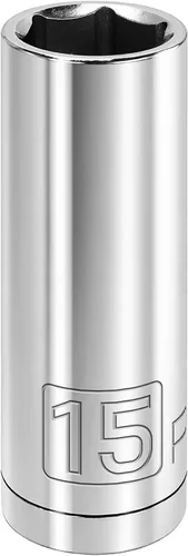Vista 21 de Powerbuilt 3/8 de pulgada x 1/2 pulgada SAE Deep Socket, 12 puntos, cromo-vanadio, marca de tamaño - 940046