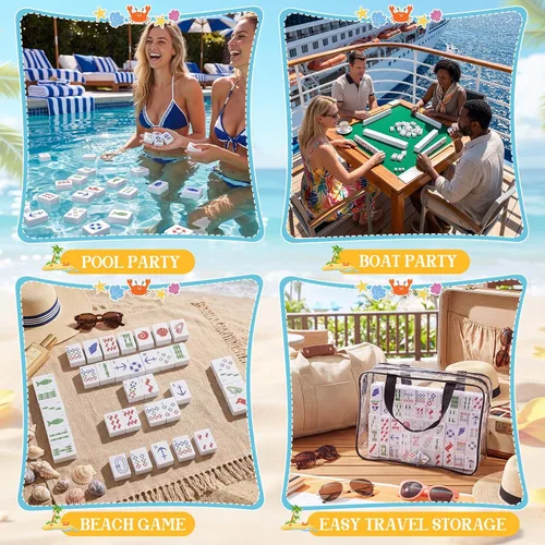 Vista 4 de Juego flotante americano Mahjong Set 166 Pcs Mahjong Juego Pool